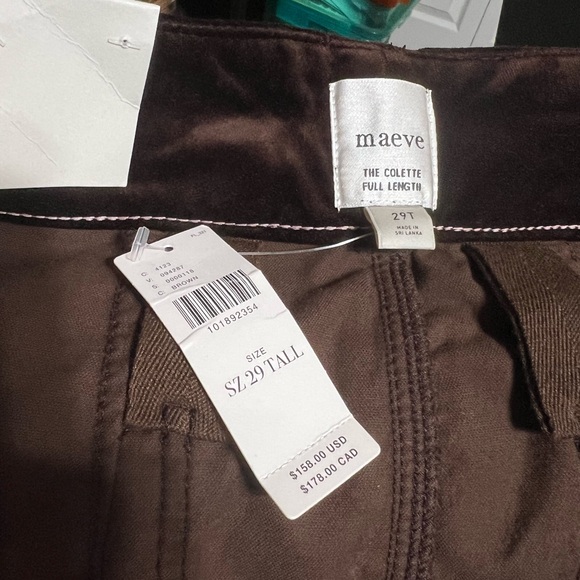 Anthropologie Colette Maeve Rich Brown/Fudge Brownie, Velvet Pants, NWT, 29T - Picture 5 of 6